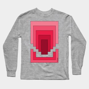 Rectangle Abstract in Red Long Sleeve T-Shirt